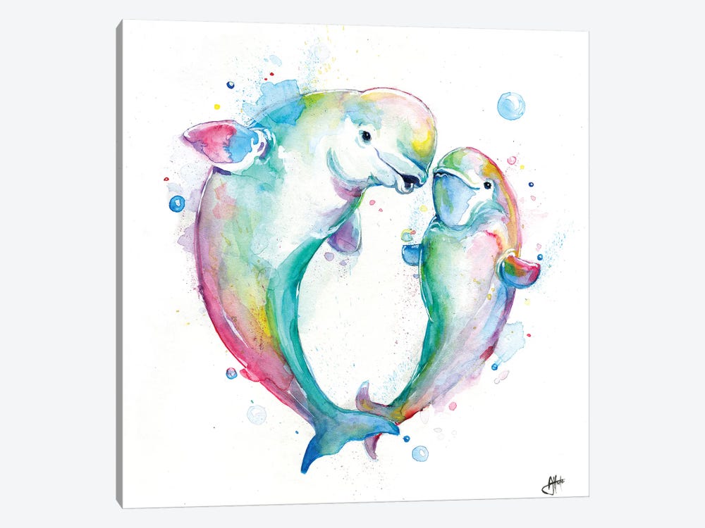 Bubbly Belugas by Marc Allante 1-piece Canvas Print