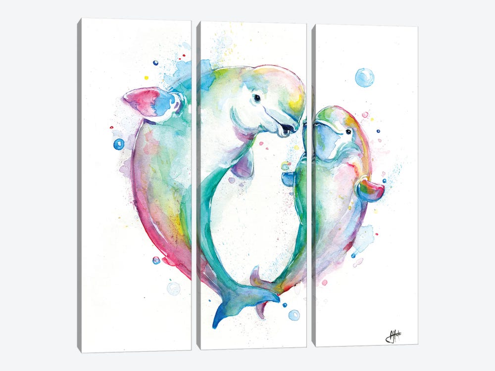 Bubbly Belugas 3-piece Canvas Art Print