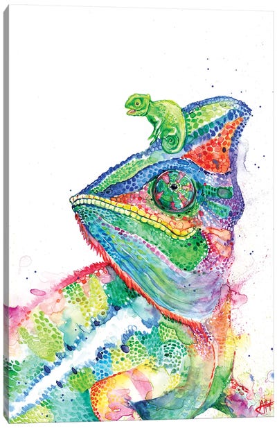 Clutcha' Chameleons Canvas Art Print - Chameleons