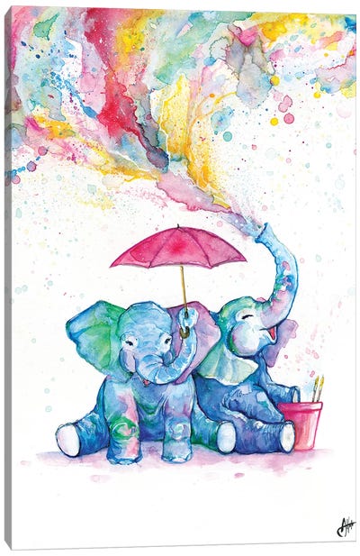 Double Trouble Canvas Art Print - Elephant Art