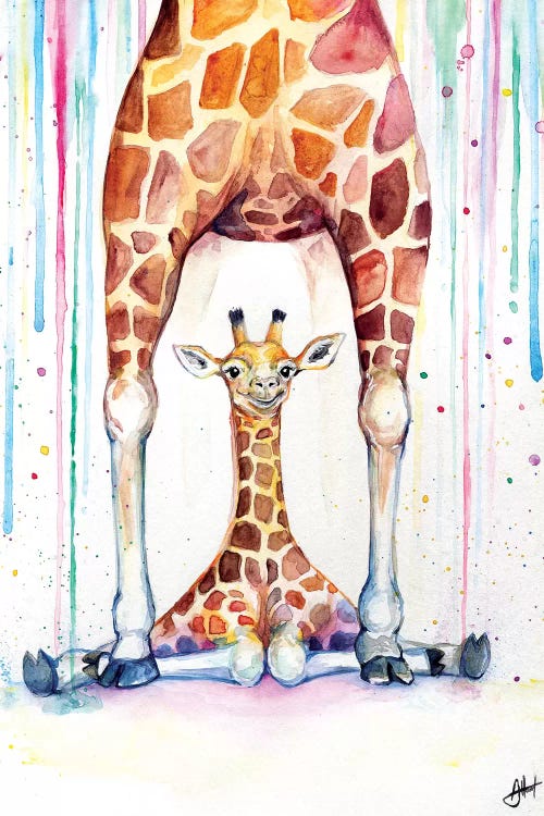 Baby Giraffe Watercolor Canvas Print