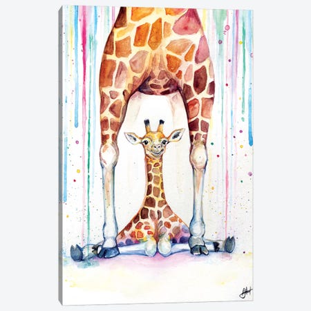 Gorgeous Giraffes In Rain Canvas Print #MAE135} by Marc Allante Canvas Wall Art