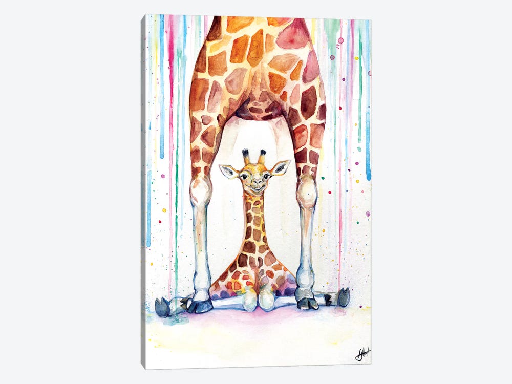 Gorgeous Giraffes In Rain by Marc Allante 1-piece Canvas Print