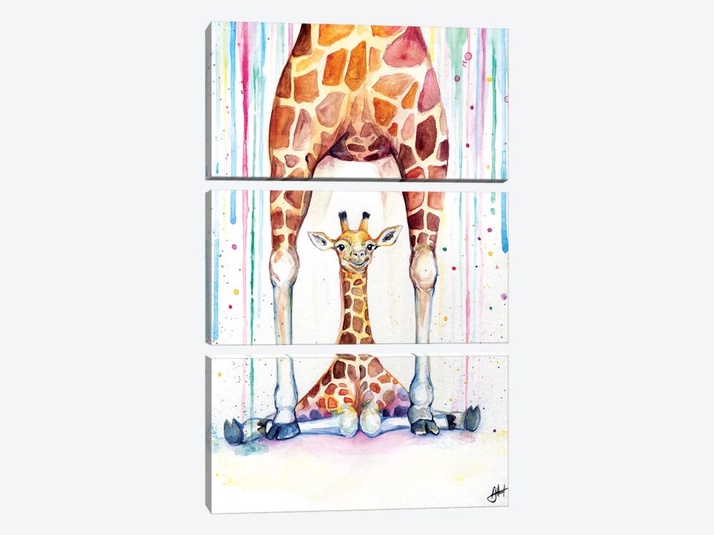 Gorgeous Giraffes In Rain by Marc Allante 3-piece Art Print
