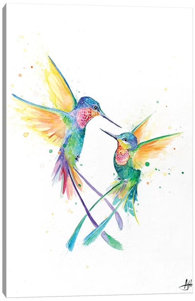 Happy Hummingbirds Canvas Art Print - Hummingbird Art