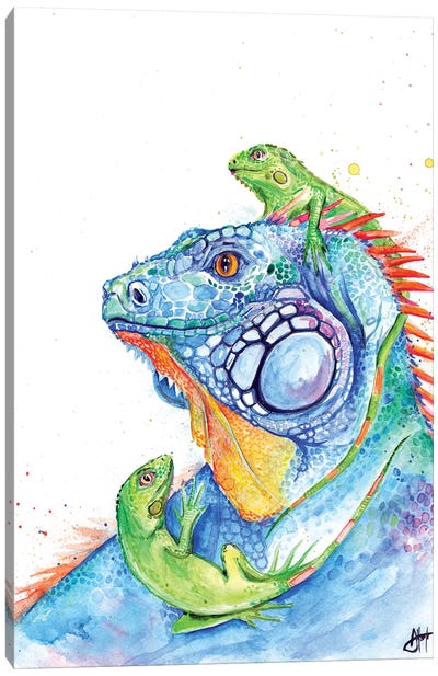 Here be Dragons Canvas Art Print - Lizard Art