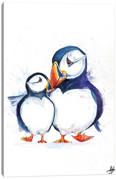 Parading Puffins Canvas Art Print - Puffins