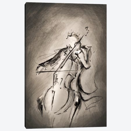 The Cellist Canvas Print #MAE28} by Marc Allante Canvas Wall Art
