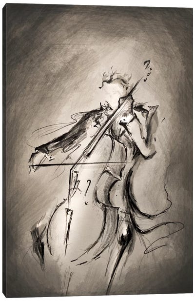 The Cellist Canvas Art Print - Silhouette Art