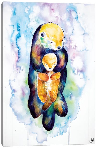 Dream On Canvas Art Print - Otters