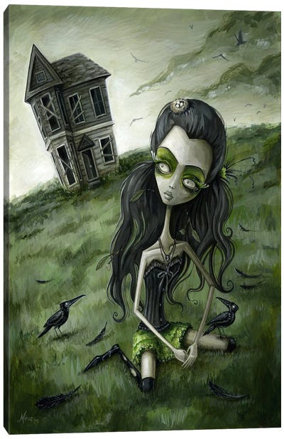 Abandoned In The Field Of Crows Canvas Art Print - Pop Surrealism & Lowbrow Art