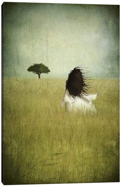 Girl On The Field Canvas Art Print - Majali