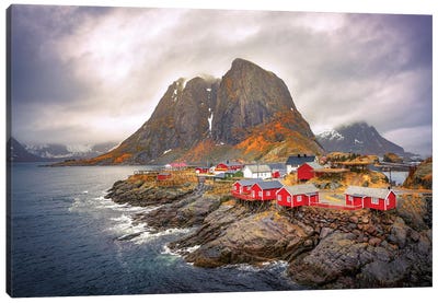 Reine Red Houses Canvas Art Print - Marco Carmassi