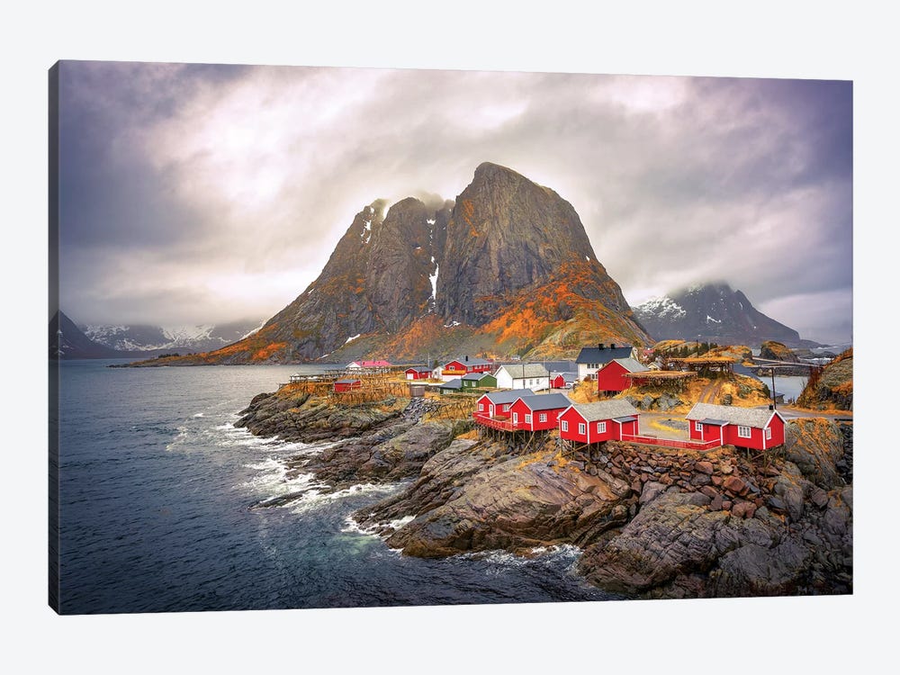 Reine Red Houses by Marco Carmassi 1-piece Canvas Wall Art