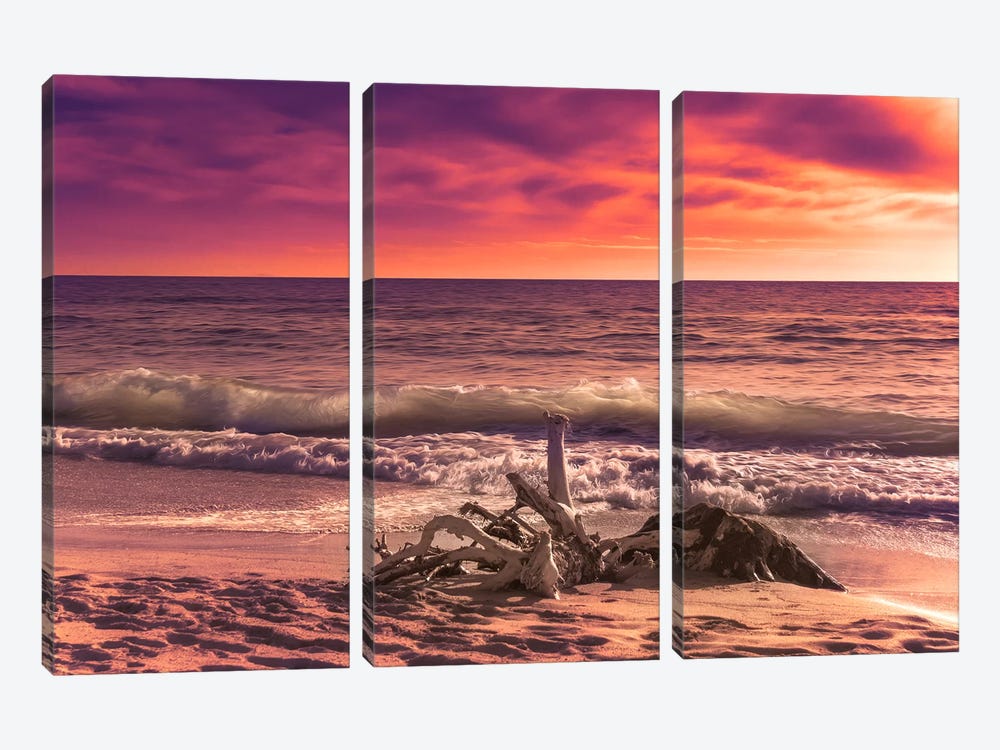 Sunset From The Beach by Marco Carmassi 3-piece Canvas Artwork