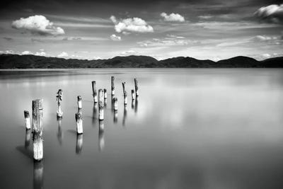 Old Pier B&W by Marco Carmassi canvas print