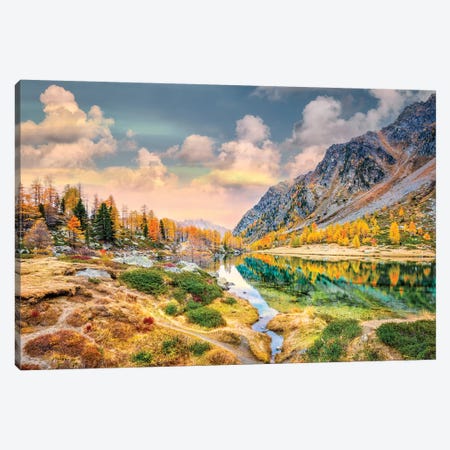 Arpy Lake Reflections Canvas Print #MAO11} by Marco Carmassi Art Print