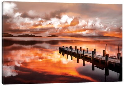 Sunset Pier Canvas Art Print - Hyperreal Landscape Photography