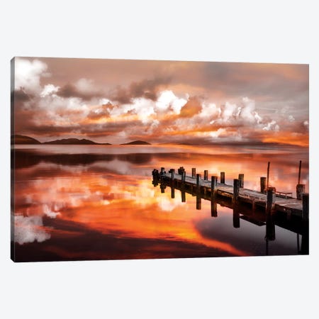Sunset Pier Canvas Print #MAO123} by Marco Carmassi Canvas Wall Art