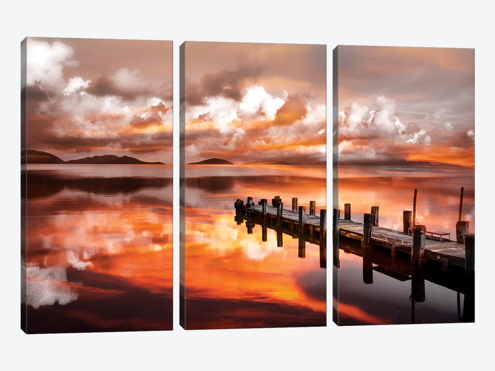Sunset Pier by Marco Carmassi 3-piece Canvas Art Print