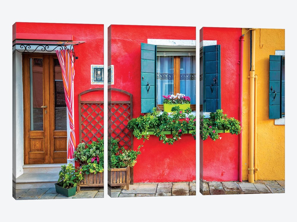 Flowers In Burano by Marco Carmassi 3-piece Canvas Print