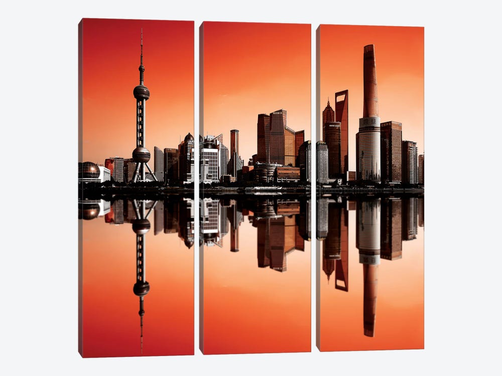 Future Town by Marco Carmassi 3-piece Canvas Art Print