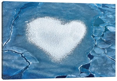 Heart Of Ice Canvas Art Print - Ice & Snow Close-Up Art