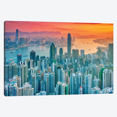 Hong Kong From The Hill Canvas Print #MAO153} by Marco Carmassi Canvas Art Print