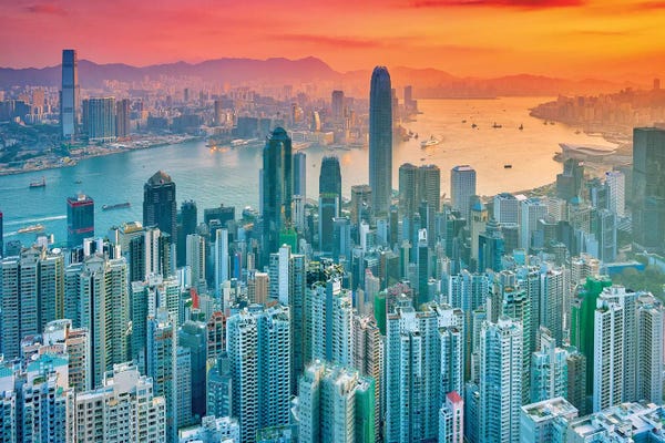 City Sunrises & Sunsets: Hong Kong From The Hill by Marco Carmassi