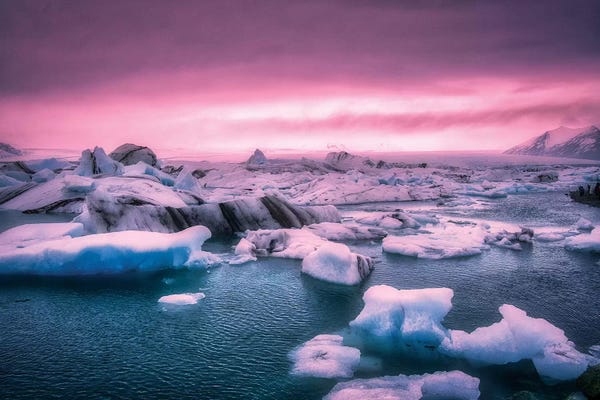 Glaciers & Icebergs: Pink Sunset Iceberg by Marco Carmassi