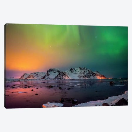 Red And Green Northern Lights Canvas Print #MAO175} by Marco Carmassi Canvas Artwork