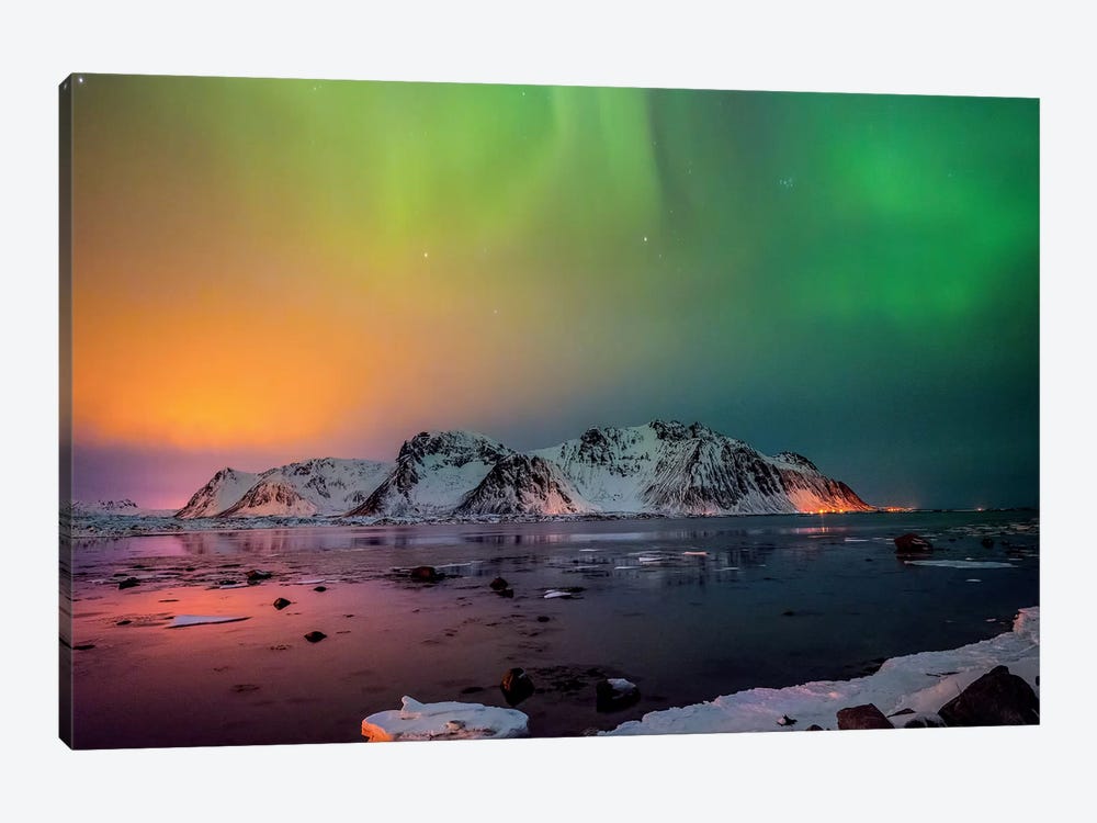Red And Green Northern Lights by Marco Carmassi 1-piece Canvas Wall Art
