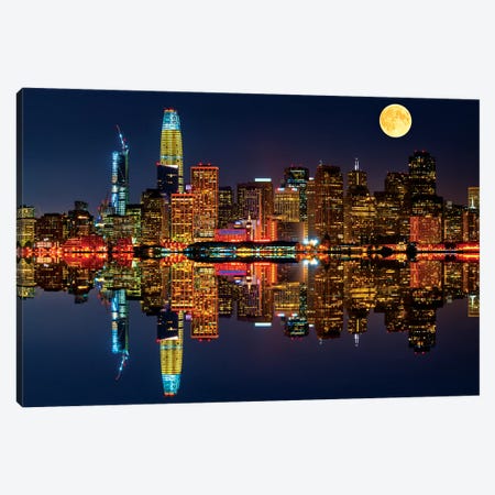 San Francisco By Night Canvas Print #MAO180} by Marco Carmassi Canvas Artwork