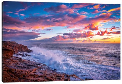 Stormy Sea Canvas Art Print - Sunrises & Sunsets Scenic Photography