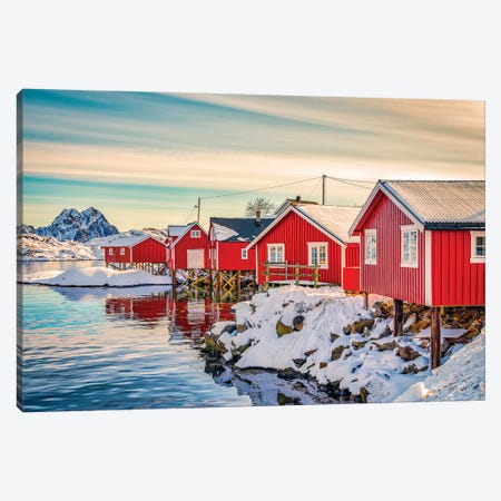 Svolvaer Red House Canvas Print #MAO191} by Marco Carmassi Canvas Art Print