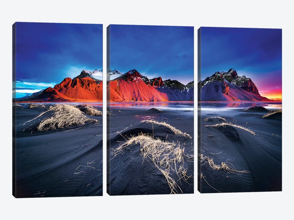 The Srings Side Of Vestrahorn by Marco Carmassi 3-piece Art Print