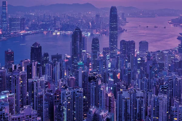 Blue: Vctoria Peak Hong Kong by Marco Carmassi