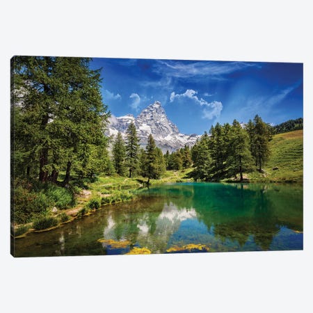 Blue Lake Canvas Print #MAO1} by Marco Carmassi Canvas Artwork