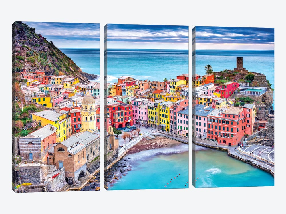 Vernazza by Marco Carmassi 3-piece Canvas Art
