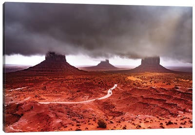 Monument Valley Super Clouds Canvas Art Print - Marco Carmassi