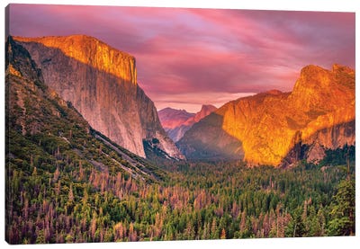 Yosemite Valley Sunset Canvas Art Print - Hyperreal Photography