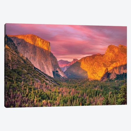 Yosemite Valley Sunset Canvas Print #MAO239} by Marco Carmassi Canvas Art