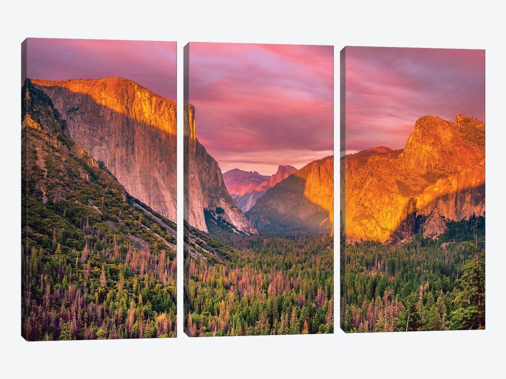 Yosemite Valley Sunset by Marco Carmassi 3-piece Canvas Artwork