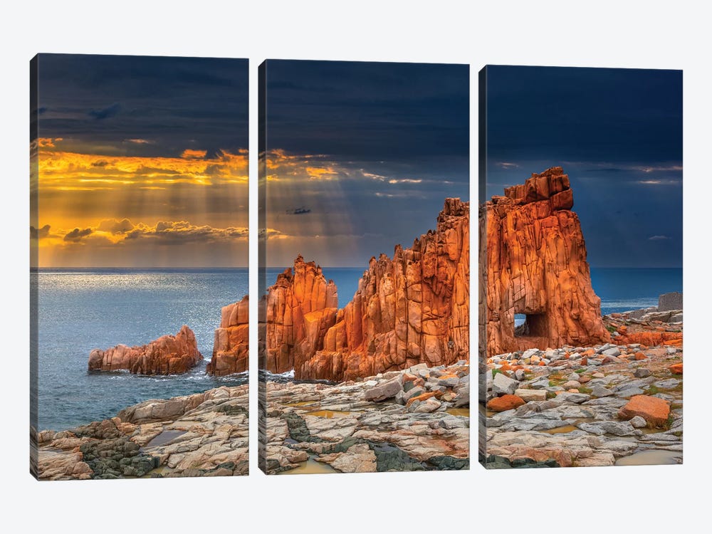 Arbatax Red Rock by Marco Carmassi 3-piece Canvas Wall Art