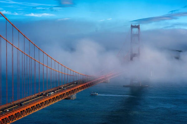 Golden Gate Bridge: Suspended In Blue by Marco Carmassi