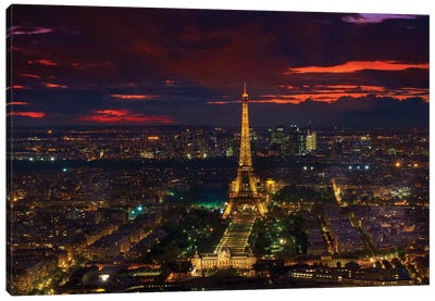 Gold Tower Sunset Canvas Art Print - Paris Art