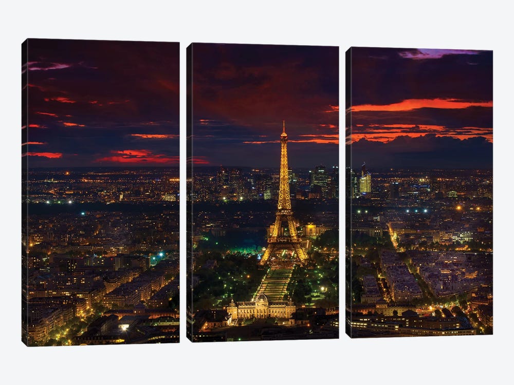 Gold Tower Sunset by Marco Carmassi 3-piece Canvas Wall Art