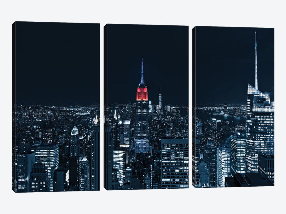 Blue Empire By Night by Marco Carmassi 3-piece Canvas Print