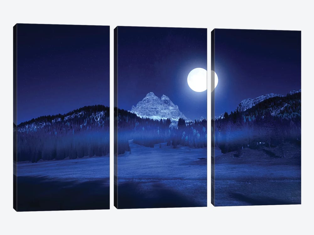 Tre Cime Lavaredo By Night by Marco Carmassi 3-piece Canvas Wall Art
