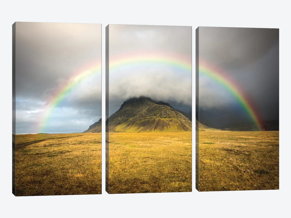 Heaven's Rainbow Iceland by Marco Carmassi 3-piece Canvas Print